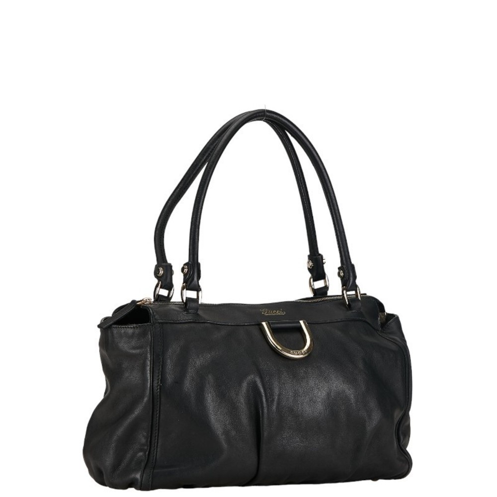 Gucci bag leather tote Abbey handbag black silver